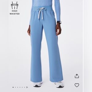 XSP figs Isabel wide leg scrub pants in ceil blue